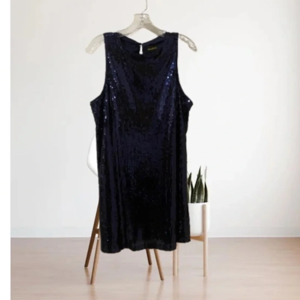 “Party Dress” Sequins Shimmering Midnight Blue Mini Dress by Sugarlips - Picture 9 of 11